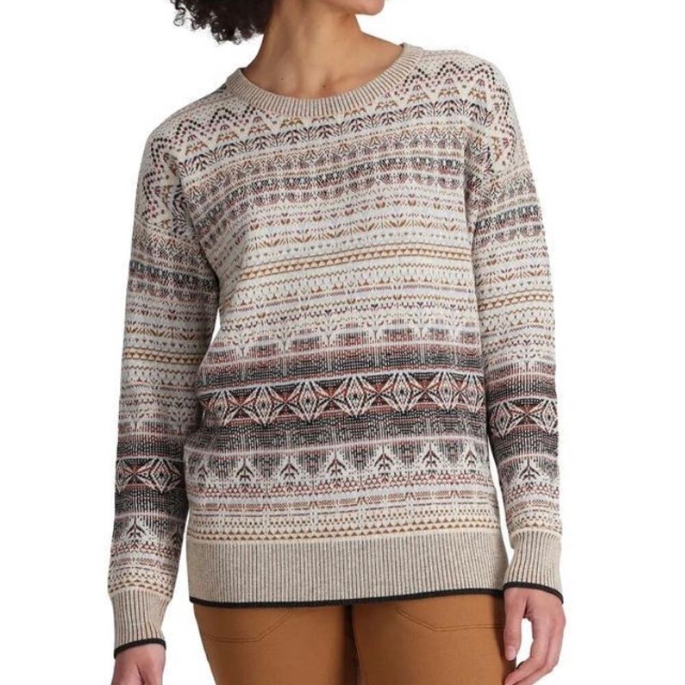 Royal Robbins Merino Wool Fair Isle Westlands Relaxed Pullover Sweater LARGE